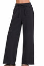 Zenana Fleece Exposed Seam Wide Leg Sweatpants in Black
