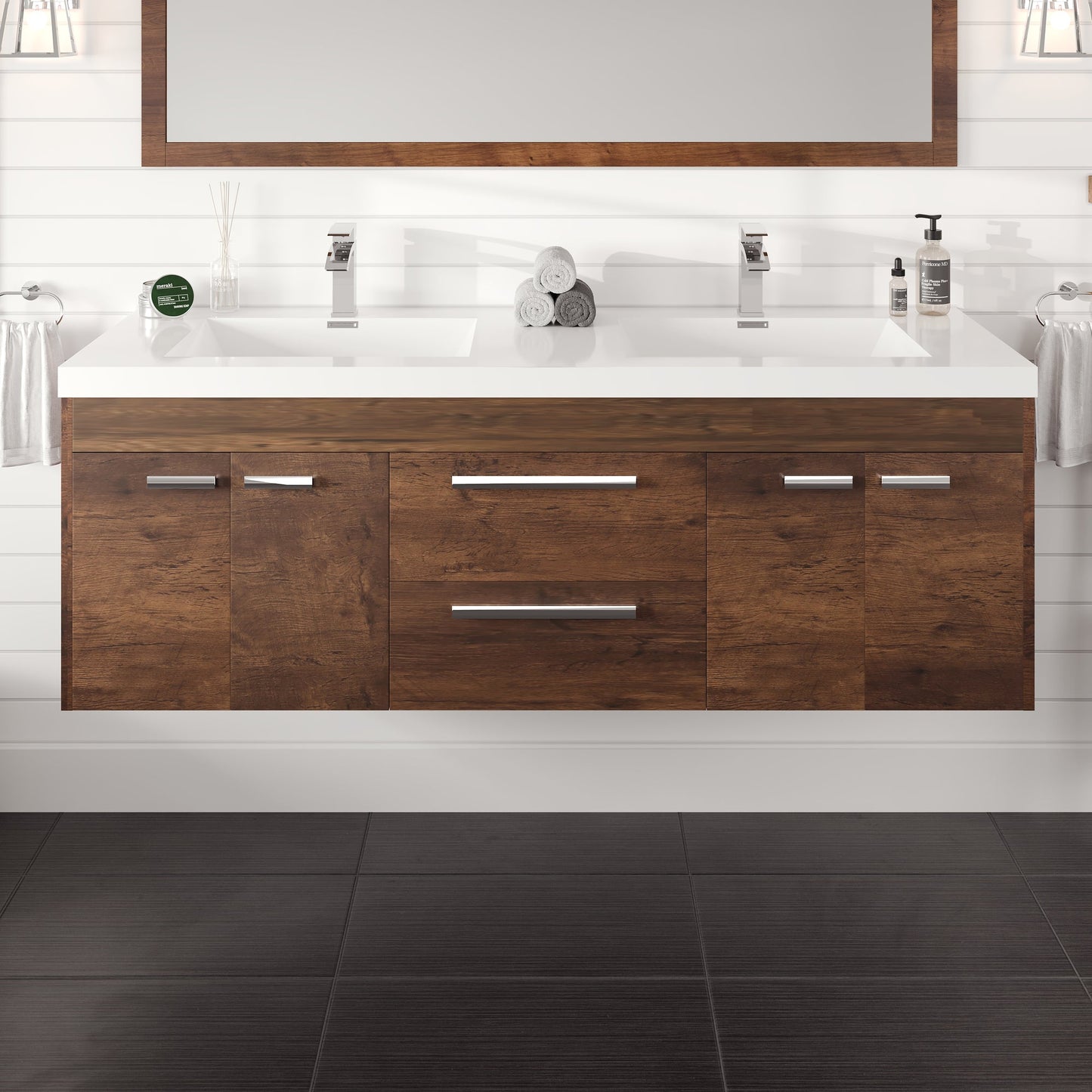 Eviva Lugano Bath Vanity with Acrylic Top and Integrated Sink (24"-84")
