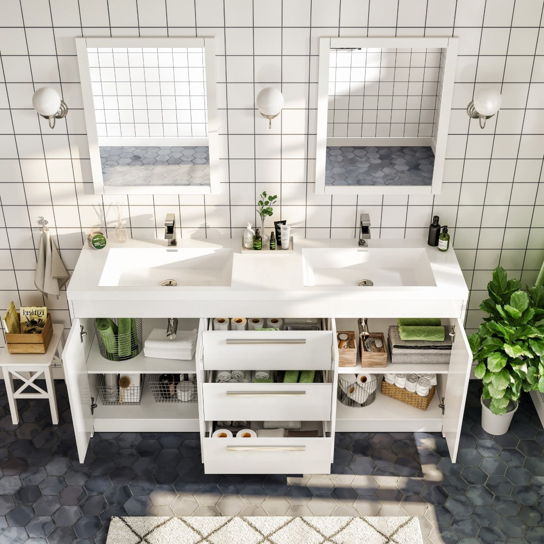 Eviva Lugano Bath Vanity with Acrylic Top and Integrated Sink (24"-84")