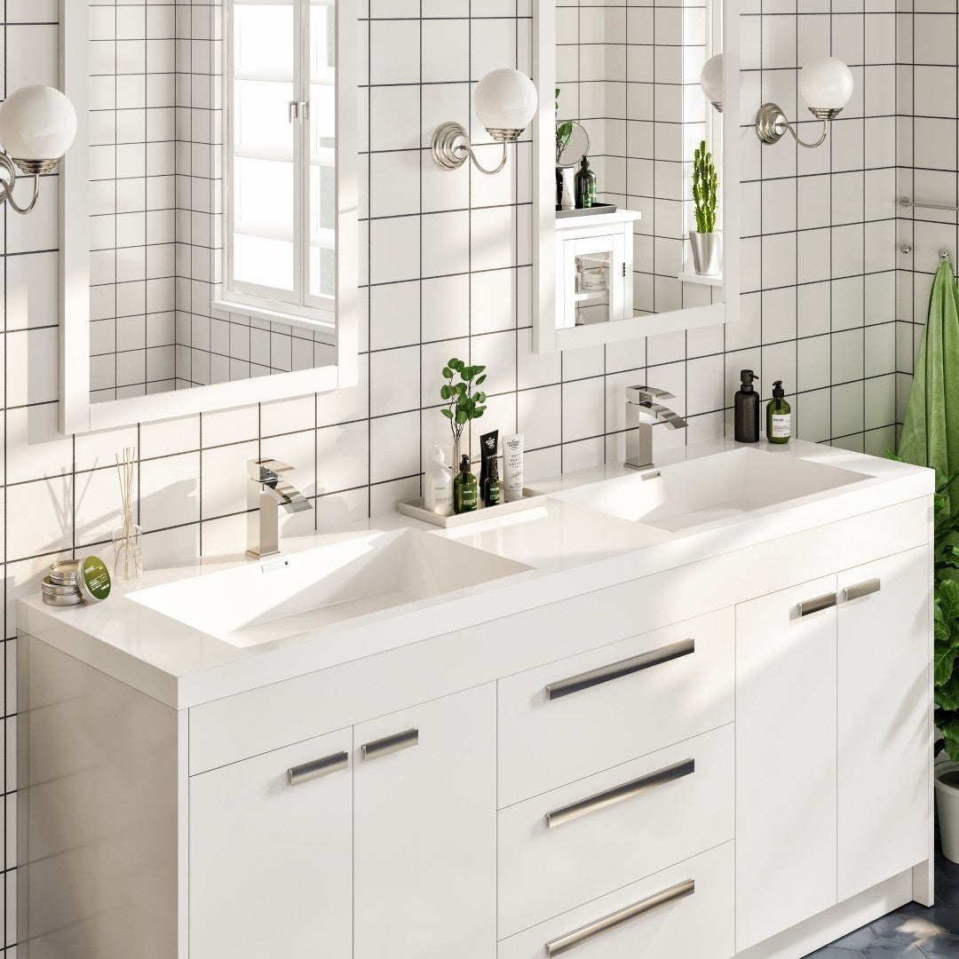 Eviva Lugano Bath Vanity with Acrylic Top and Integrated Sink (24"-84")