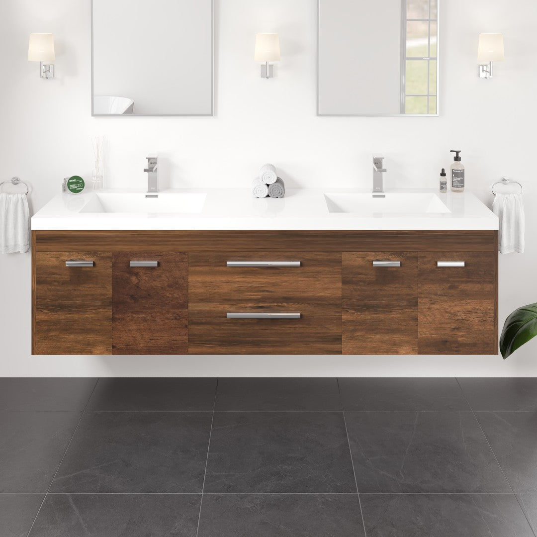 Eviva Lugano Bath Vanity with Acrylic Top and Integrated Sink (24"-84")