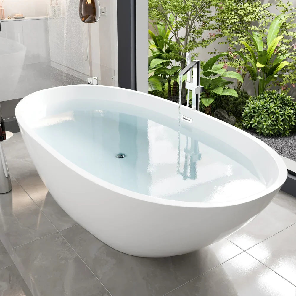 Eviva Sarah 67" Glossy White Acrylic Freestanding Bathtub (VTB6218-67WH)