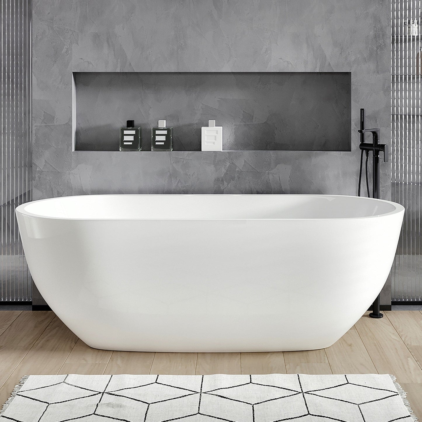 Eviva Clair 60" Glossy White Acrylic Freestanding Bathtub