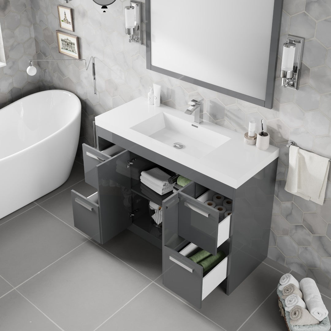 Eviva Lugano Bath Vanity with Acrylic Top and Integrated Sink (24"-84")