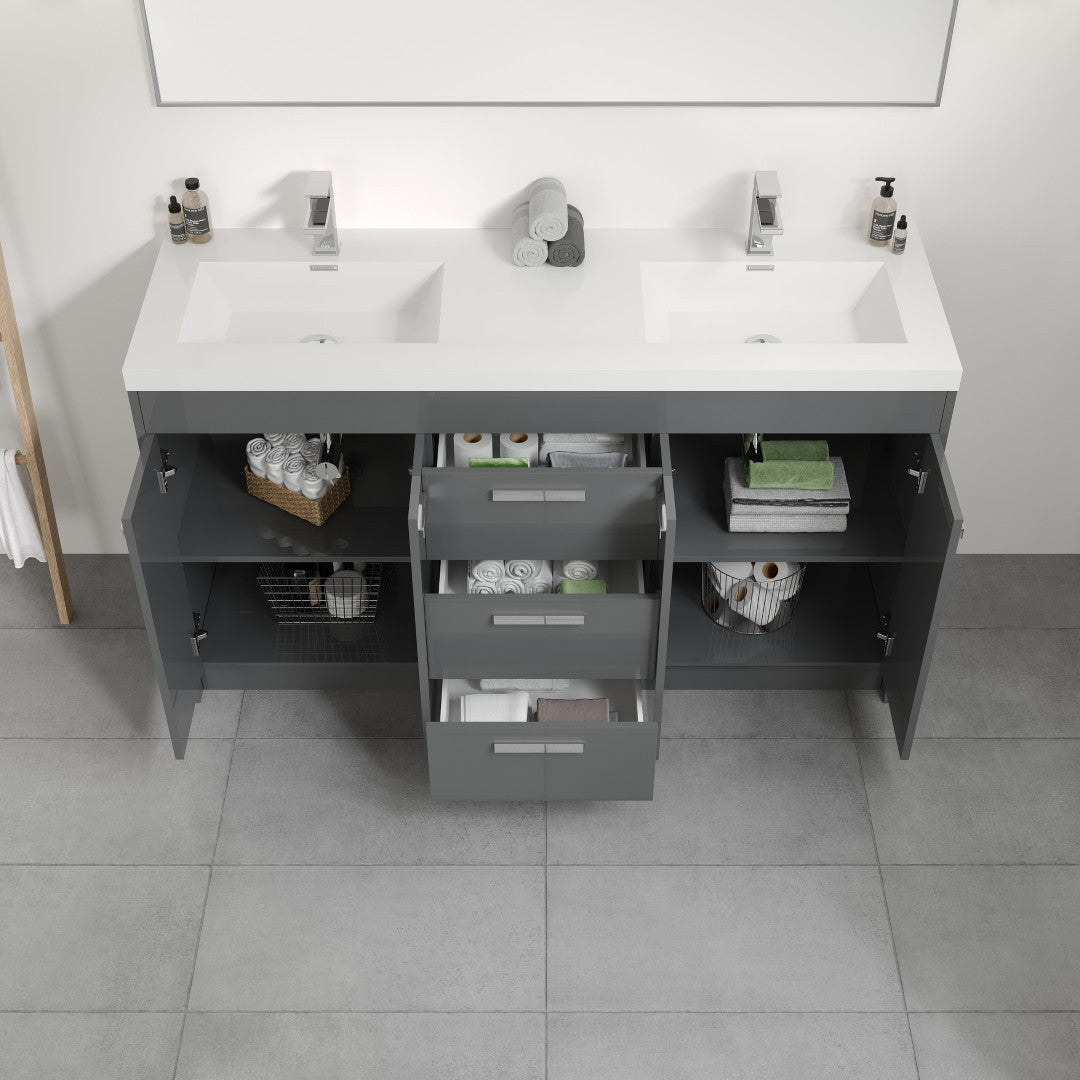 Eviva Lugano Bath Vanity with Acrylic Top and Integrated Sink (24"-84")