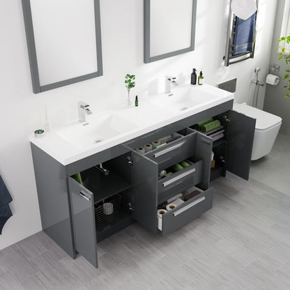 Eviva Lugano Bath Vanity with Acrylic Top and Integrated Sink (24"-84")
