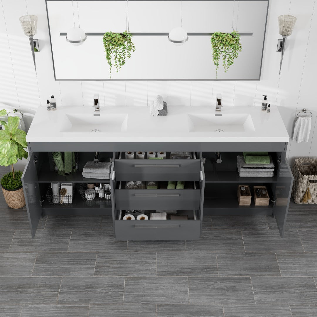 Eviva Lugano Bath Vanity with Acrylic Top and Integrated Sink (24"-84")