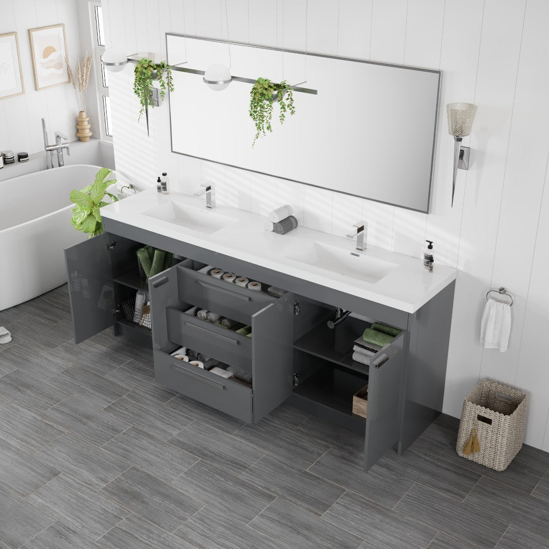 Eviva Lugano Bath Vanity with Acrylic Top and Integrated Sink (24"-84")