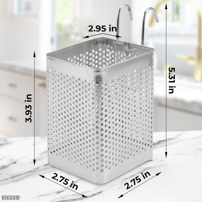 Stainless Steel Utensil Holder for Kitchen Counter Perforated | Kitchen + Metal