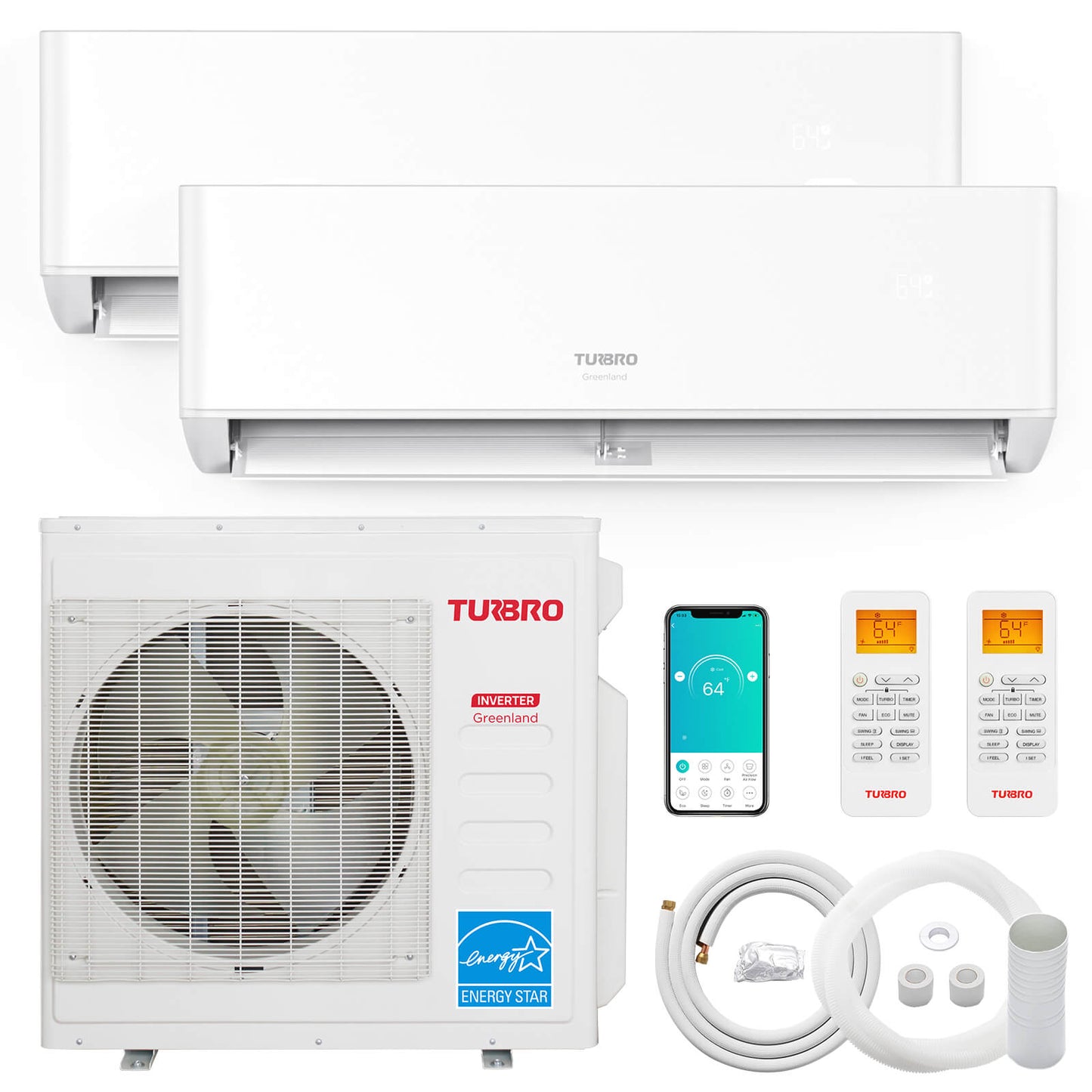 Greenland 36,000 BTU Dual Zone(2) Mini Split AC with Heat Pump (R454B)