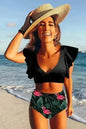 Floral Ruffled Bikini Set - High Waist Tropical Print | Femstylo