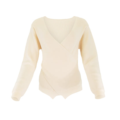 FAUX WRAP SWEATER