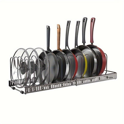 Expandable Multi-Purpose Pot Organizer Rack with Adjustable Dividers -
