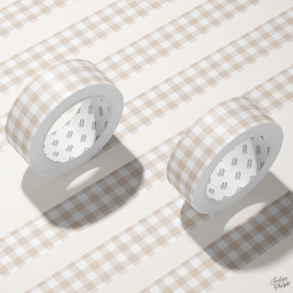 Oatmeal Buffalo Check 15mm washi || RESTOCK