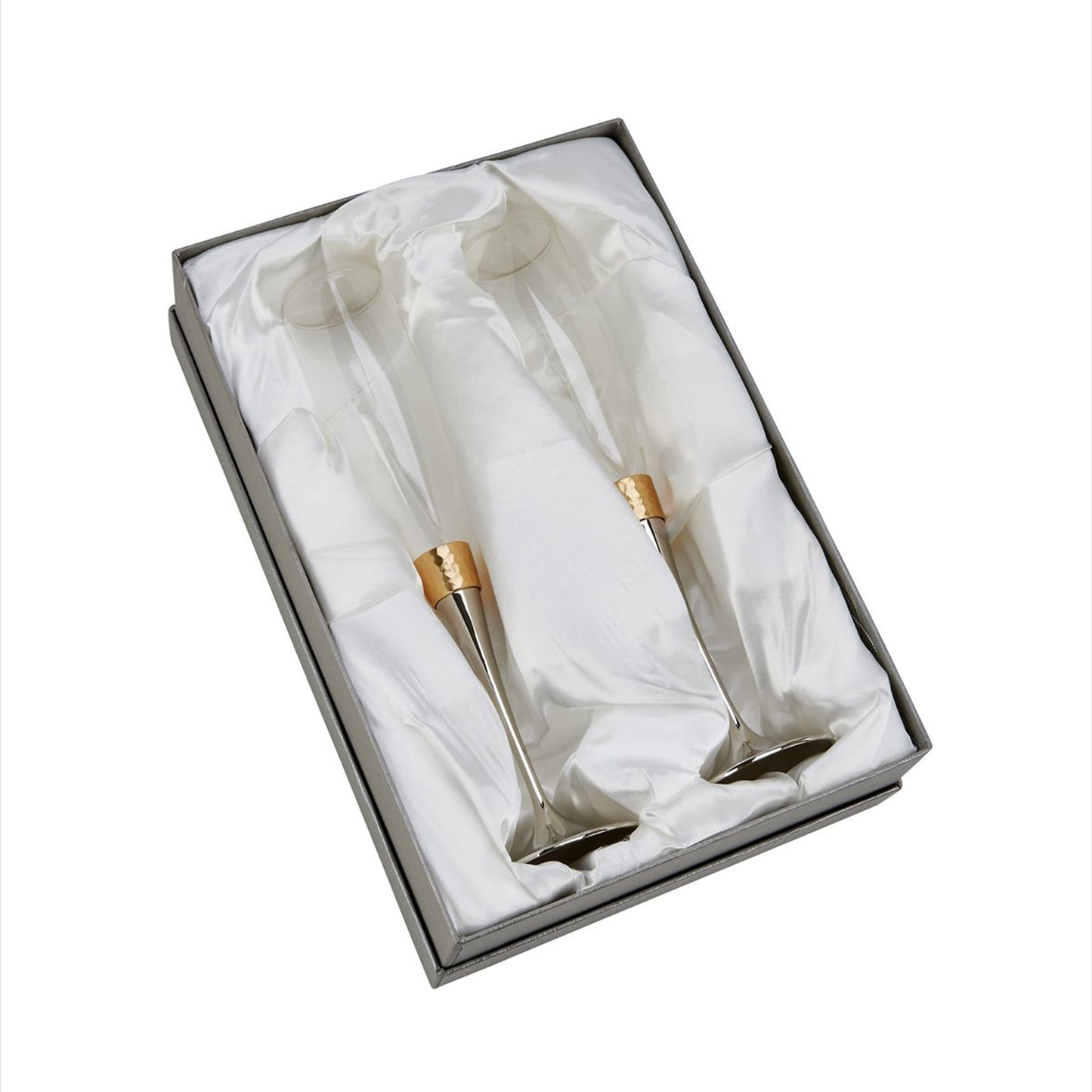 Hammered Gold Band Champagne Flutes Set | Glassware | Under $100 | Kitchen + Metal