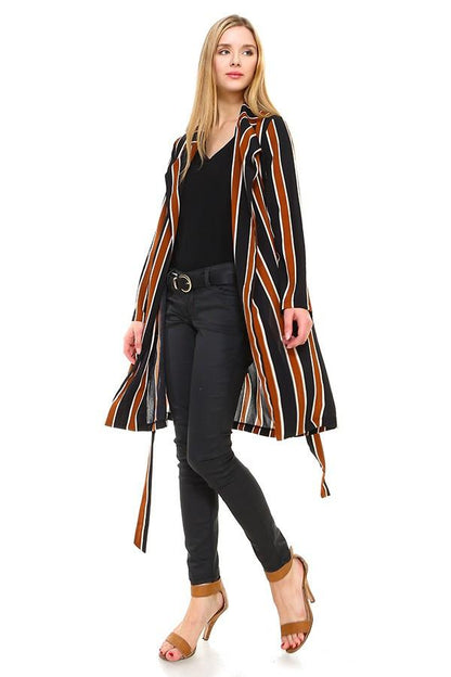 Striped Long Sleeve Belted Jacket | Apparel | Kitchen + Metal