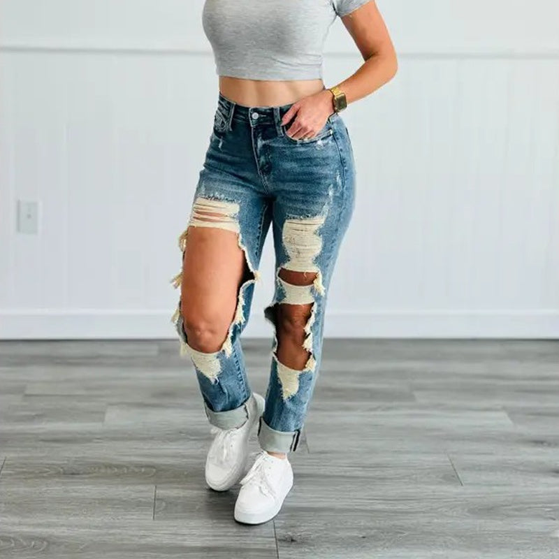 Women's High-Waist Jeans, Straight-Leg