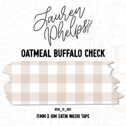 Oatmeal Buffalo Check 15mm washi || RESTOCK