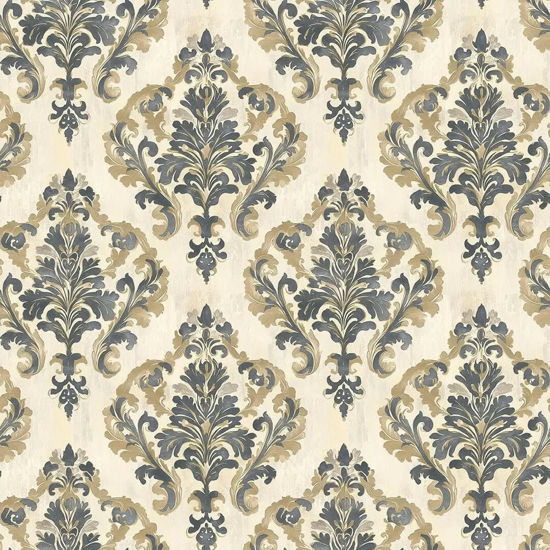 Sovereign Slate Damask Wallpaper