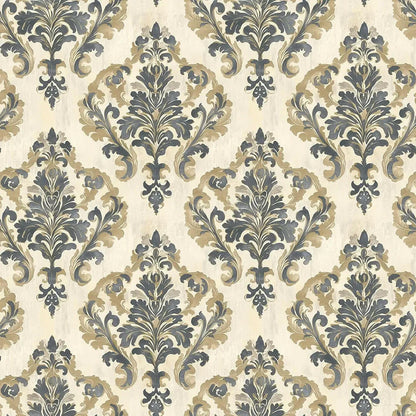Sovereign Slate Damask Wallpaper