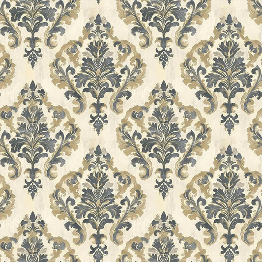 Sovereign Slate Damask Wallpaper