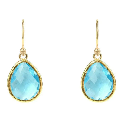 Petite Blue Topaz Drop Earrings | Hydro Gold Everyday Elegance - Femstylo