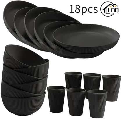 18Piece Unbreakable Dinnerware Set Microwave  Dishwasher Safe
