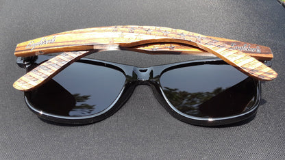 Zebrawood Sunglasses, Stars and Bars With Wooden Case, Polarized | Kitchen + Metal