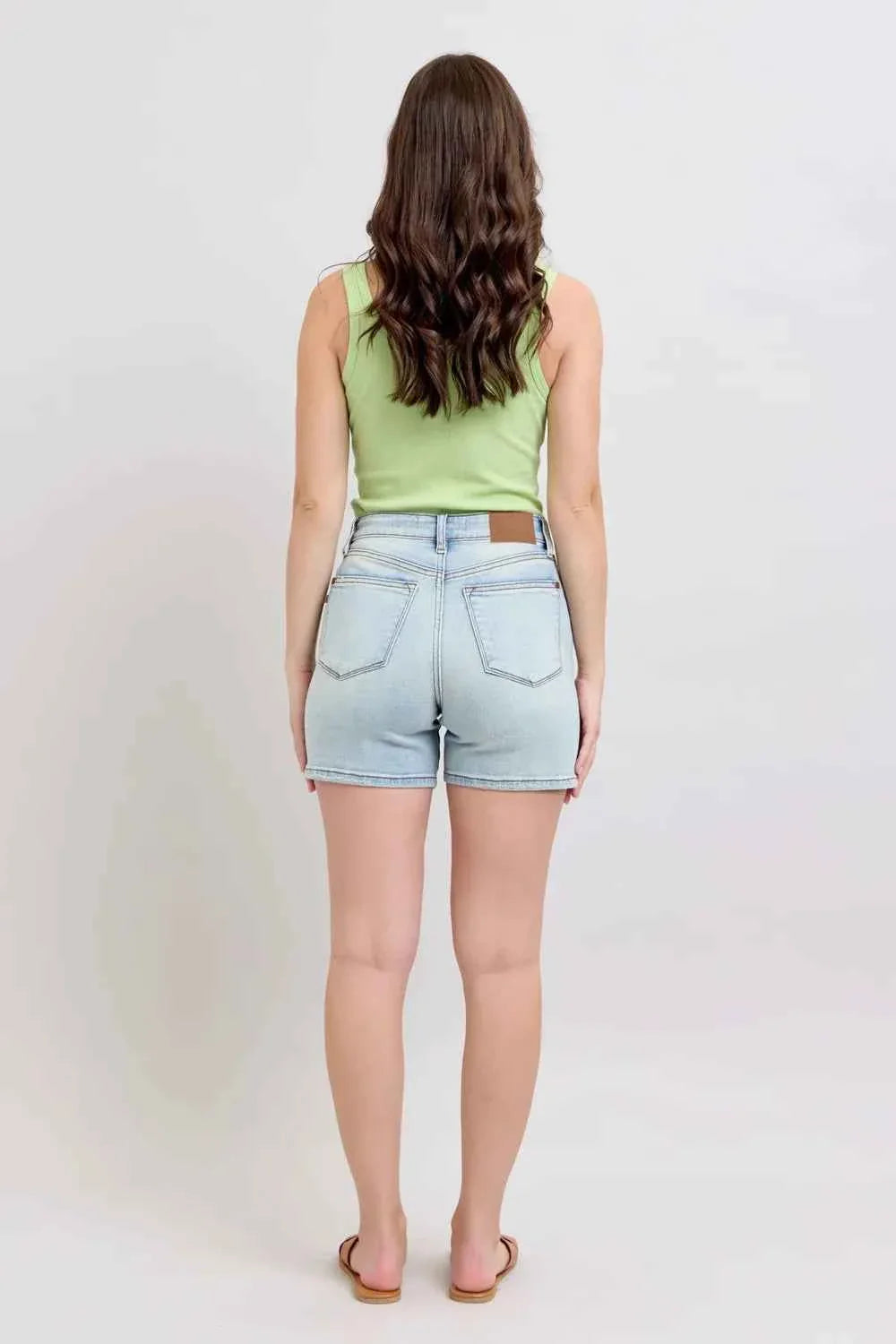 Judy Blue Plus Size Denim Shorts with Pockets - Full Size 2 Button Design