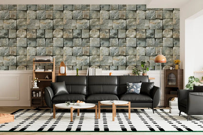 Chiseled Quartzite Grid Wallpaper