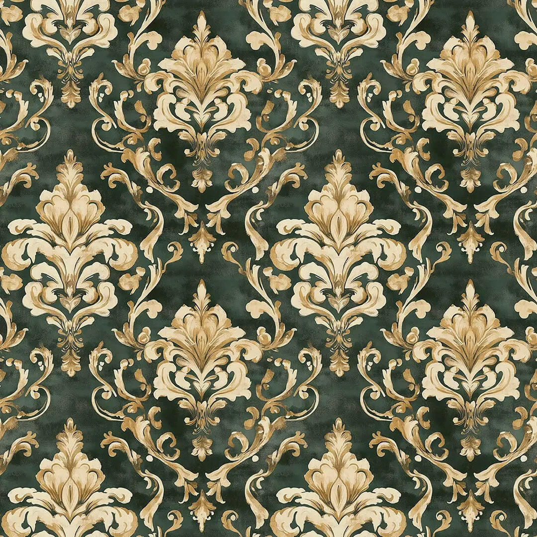 Royal Emerald & Gold Damask