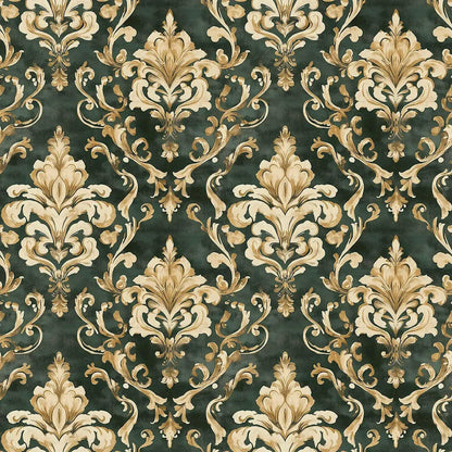 Royal Emerald & Gold Damask
