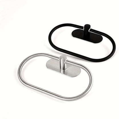 Sleek NoDrill Black Silver Towel Rack  Holder