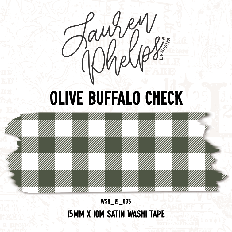 Olive Buffalo Check 15mm washi