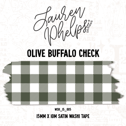 Olive Buffalo Check 15mm washi