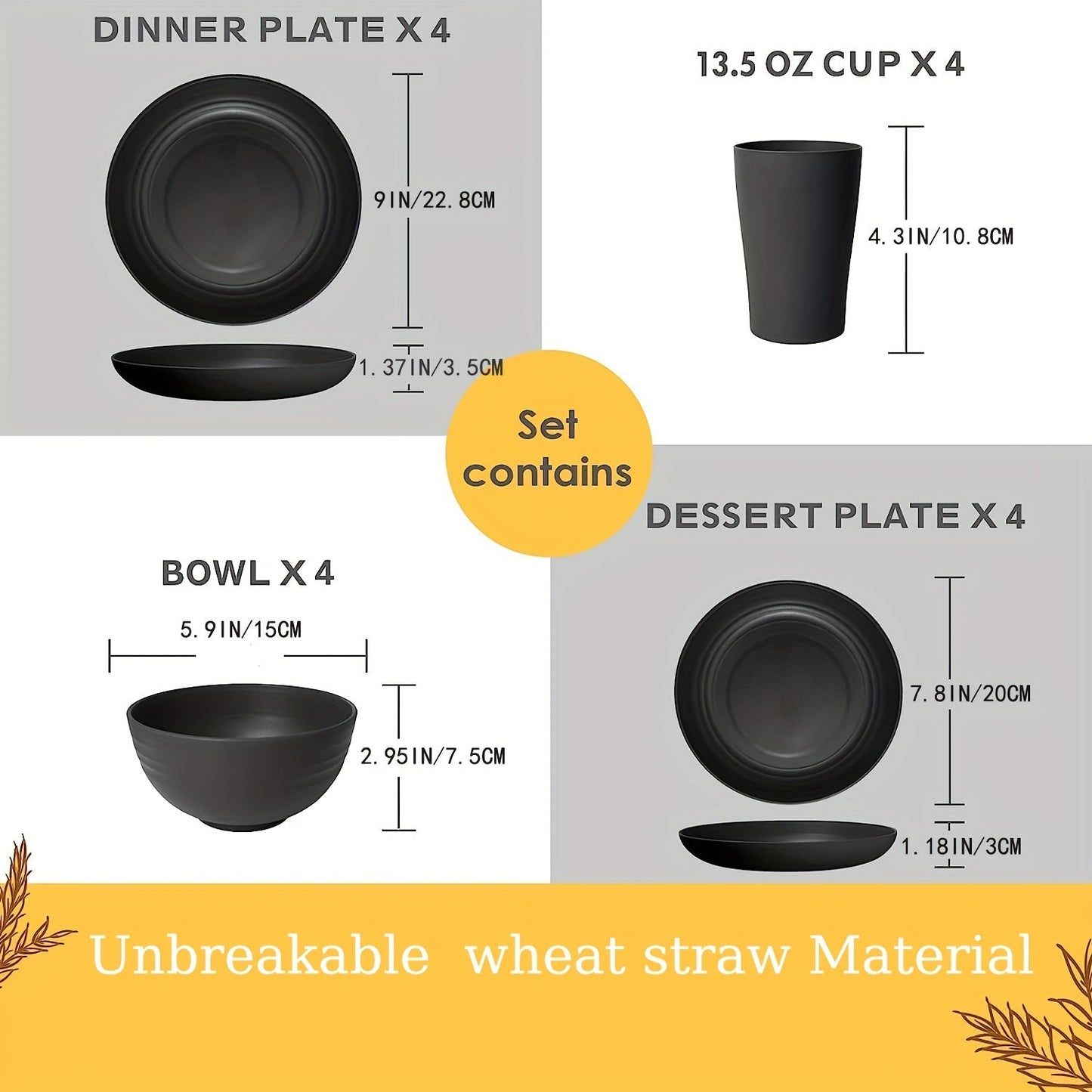 photo of microwave safe dinner plate, cup, bowl, dessert plate
