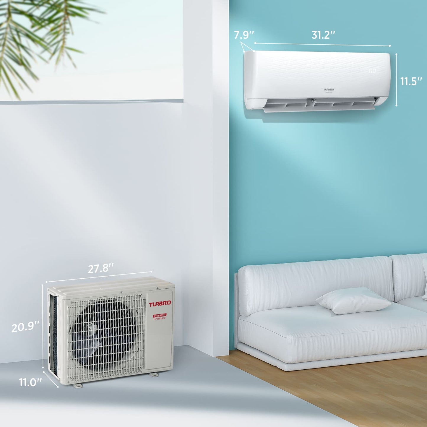 Finnmark 9000 BTU WiFi Ductless Mini Split AC with Heat Pump, 115V/230V (R32)