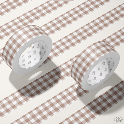 Milk Tea Buffalo Check 15mm washi || RESTOCK