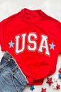 Red Star USA Print Crewneck T Shirt