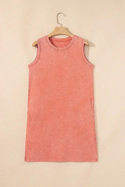 Beau Blue Mineral Wash Pocket Tank Mini Dress