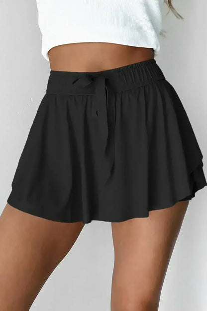 Light Green Drawstring High Waist Lined Tennis Skort