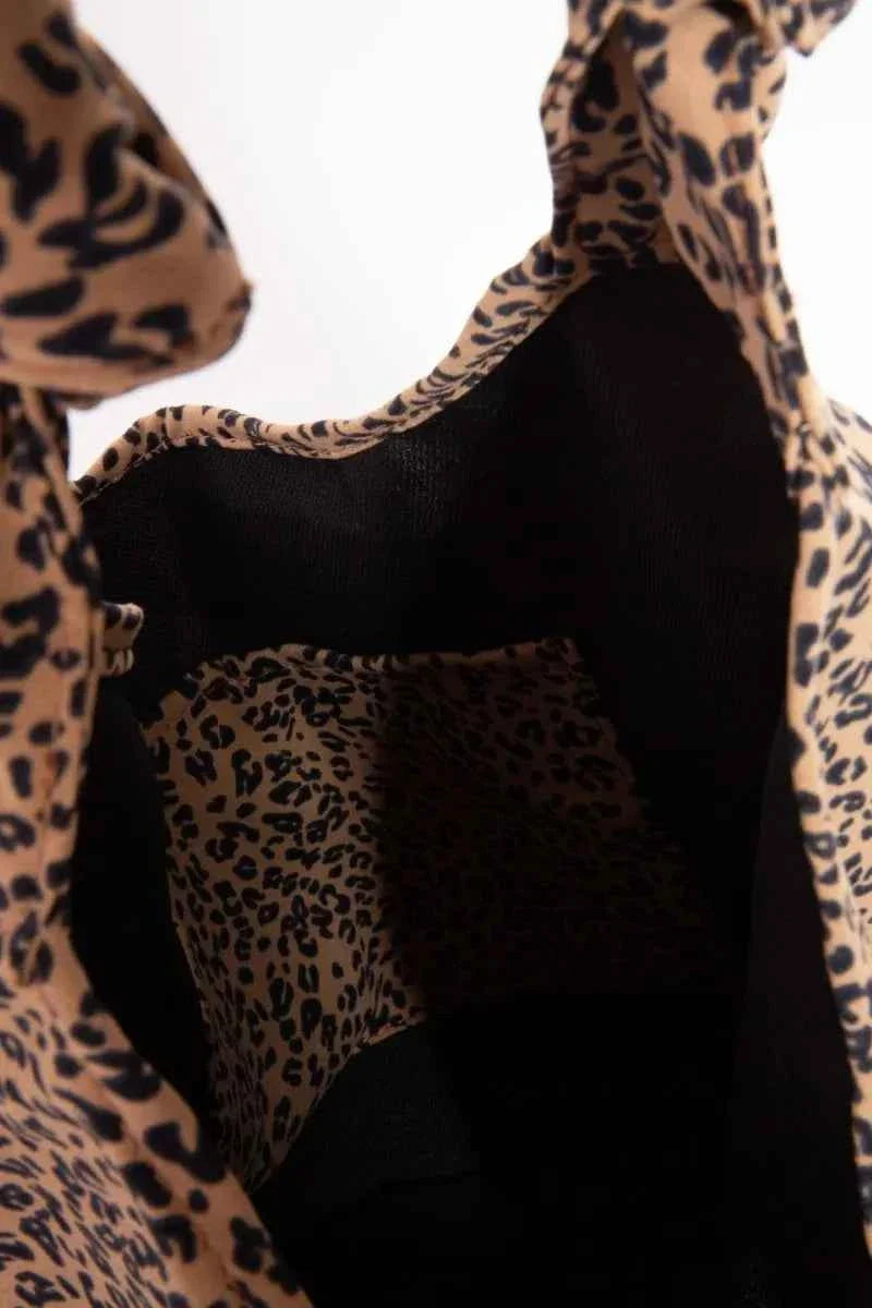 Fame Leopard Shoulder Bag with Knotted Strap