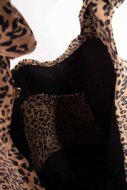 Fame Leopard Shoulder Bag with Knotted Strap