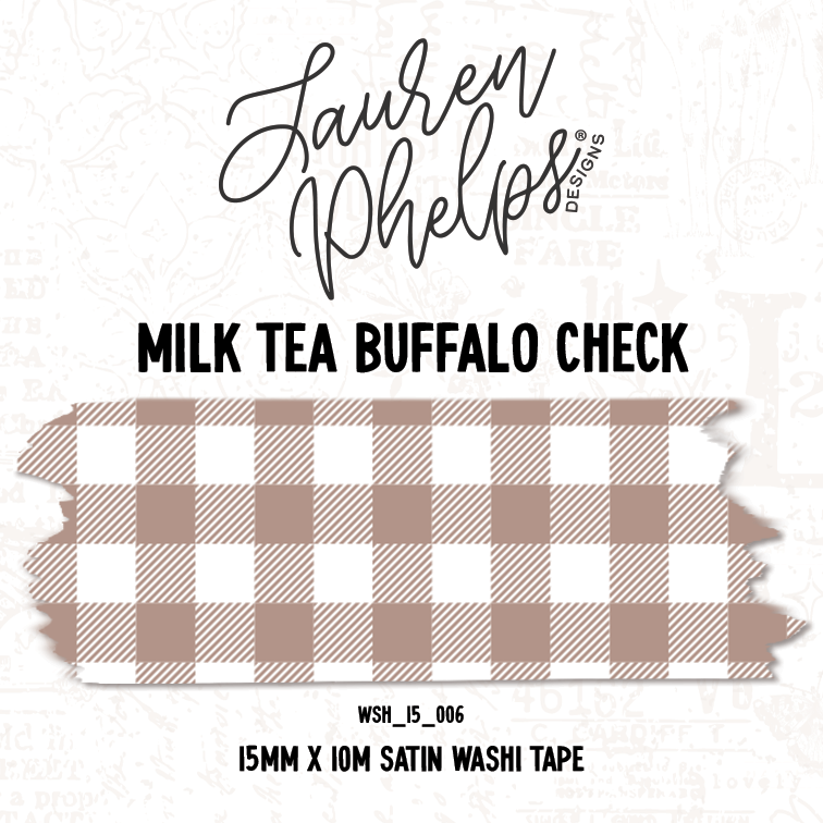 Milk Tea Buffalo Check 15mm washi || RESTOCK