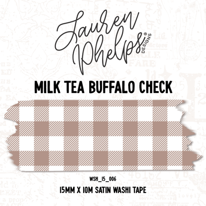 Milk Tea Buffalo Check 15mm washi || RESTOCK