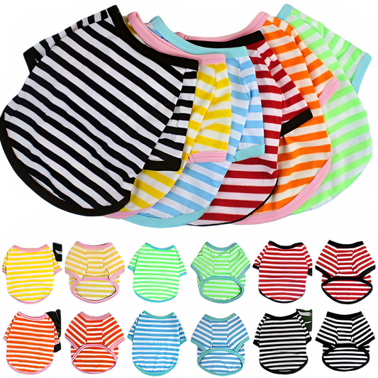 Stripe Spring Dog T-shirt Soft Small Medium Dog Puppy Clothing Shirt Vest Printed Pet Dog Puppy Vest T-shirt Dog Cloth