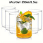 6pcs Borosilicate Glass Drinking Cups Set, 250/400ml Clear Highball