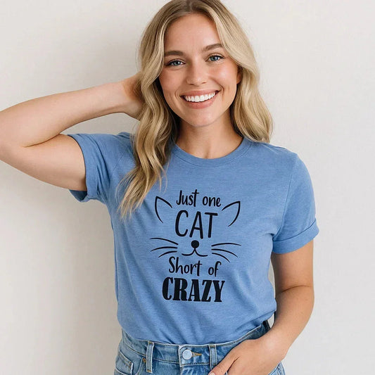 Just One Cat Short of Crazy T-Shirt, Cat Lover Tee