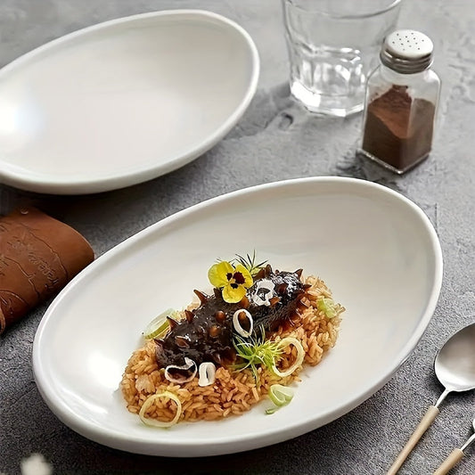 Sleek Oval Ceramic Plate  Perfect for Any Meal