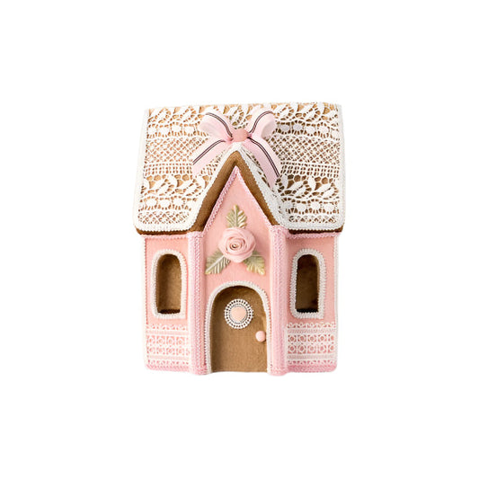 14" Pink Gingerbread House